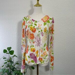 All Points by Reference Point Floral Button Front Cardigan